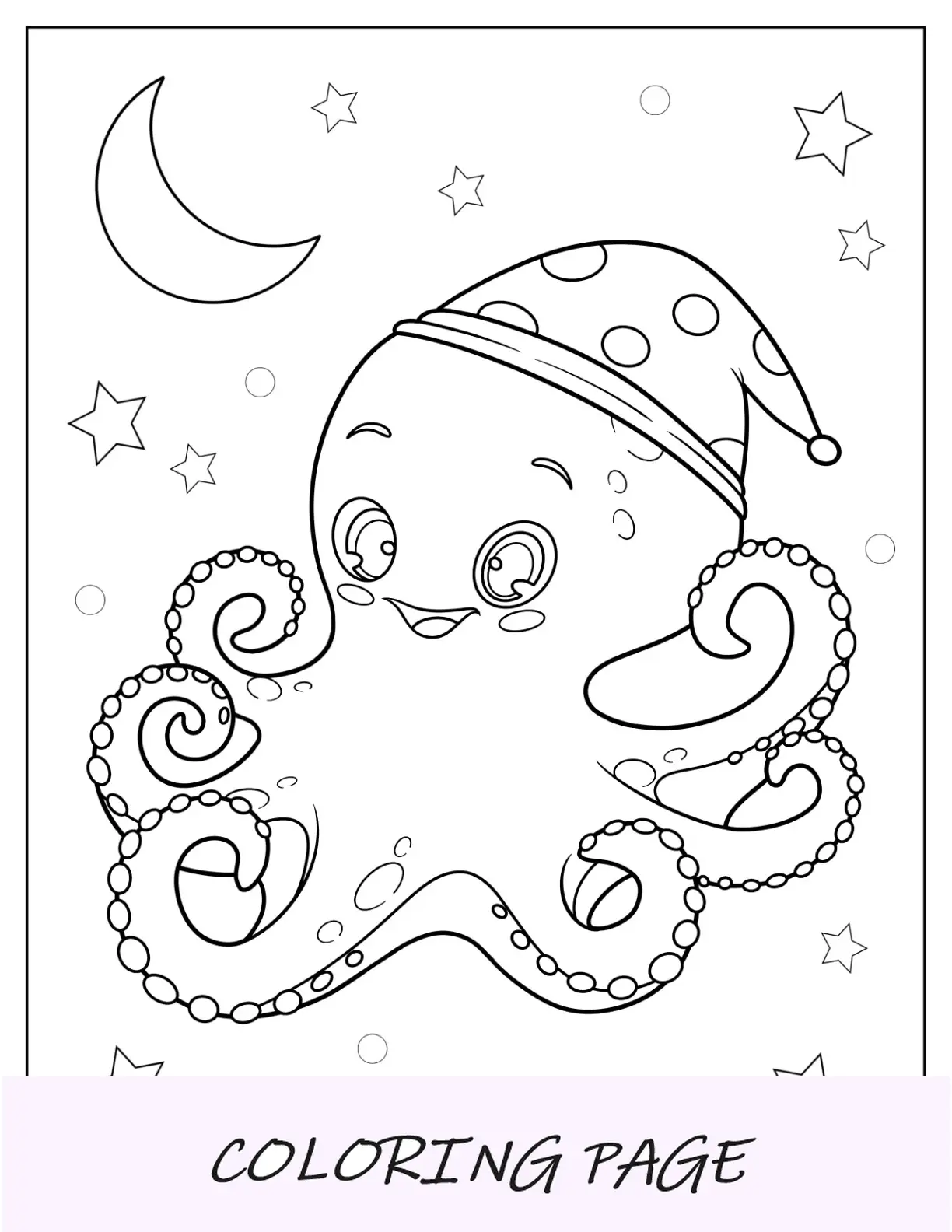 Malvorlage Oktopus mit Nachtmütze