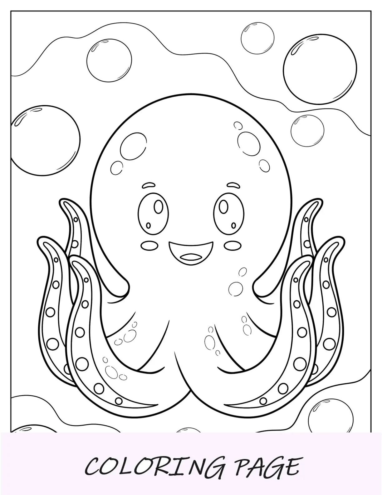 Cartoon-Oktopus-Farbseite mit Blasen
