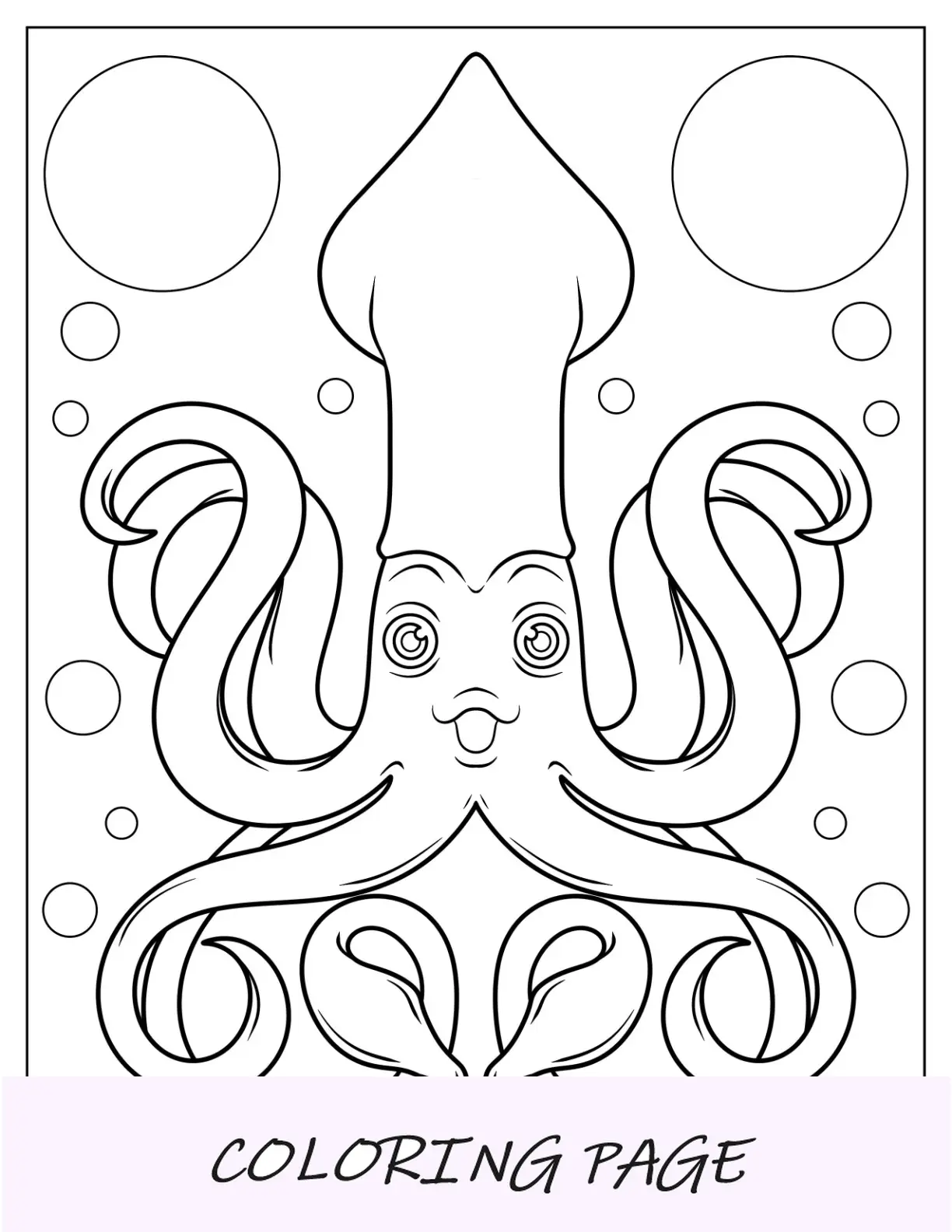 Lächelnder Oktopus-Tintenfisch zum Ausmalen für Kinder