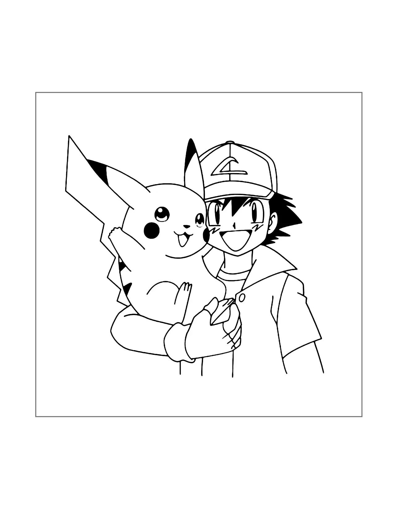 Pikachu And Ash Coloring Page