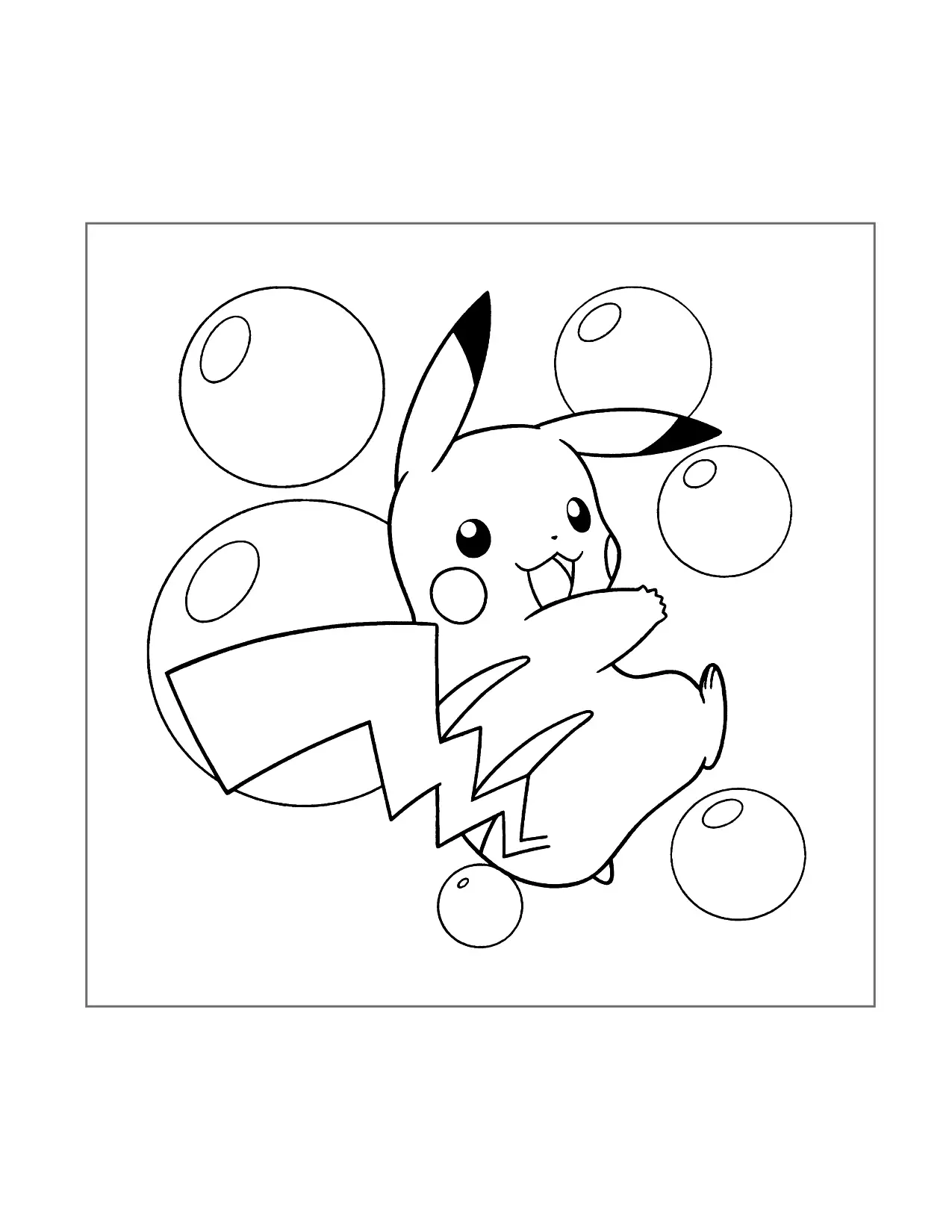 Happy Jumping Pikachu Coloring Page