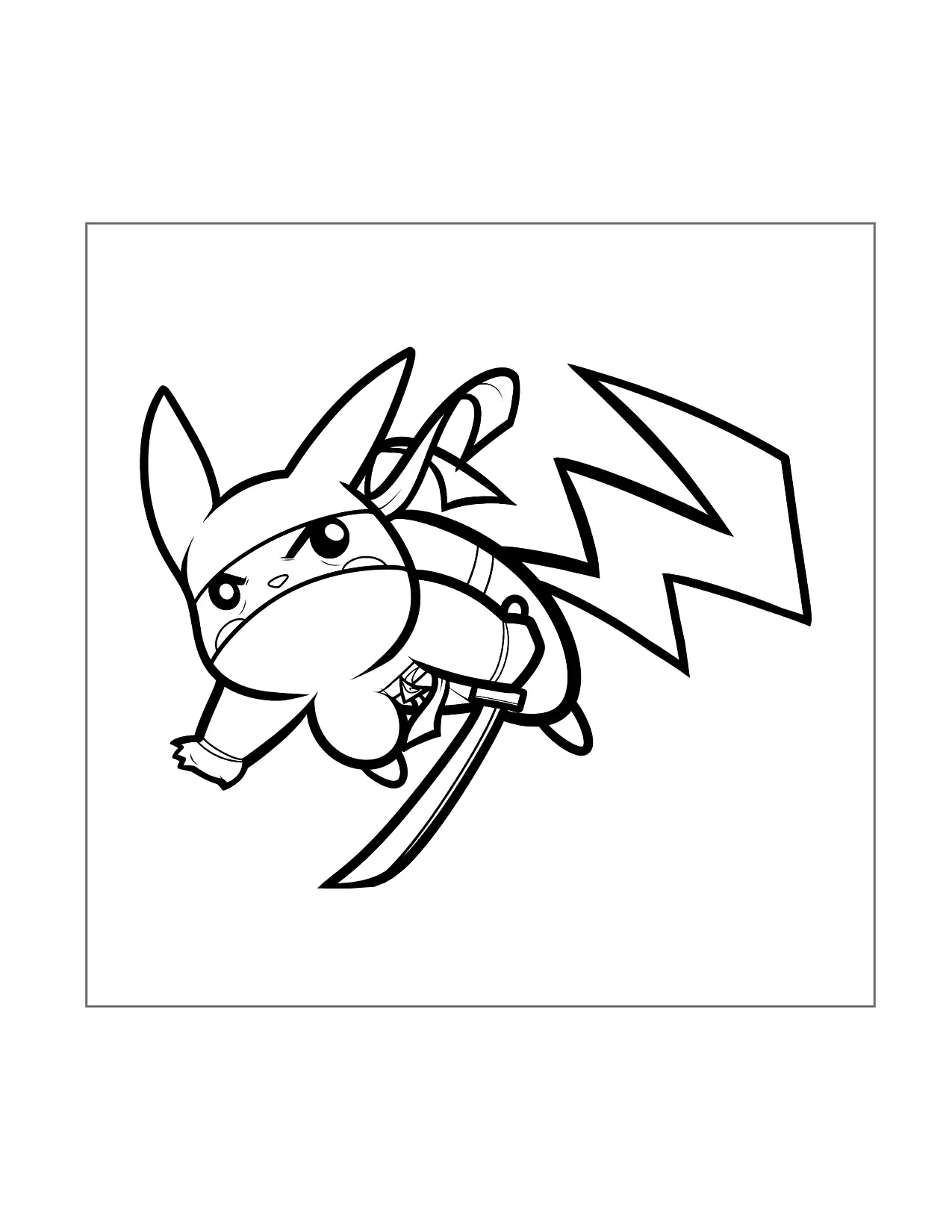 Cute Ninja Pikachu Coloring Page