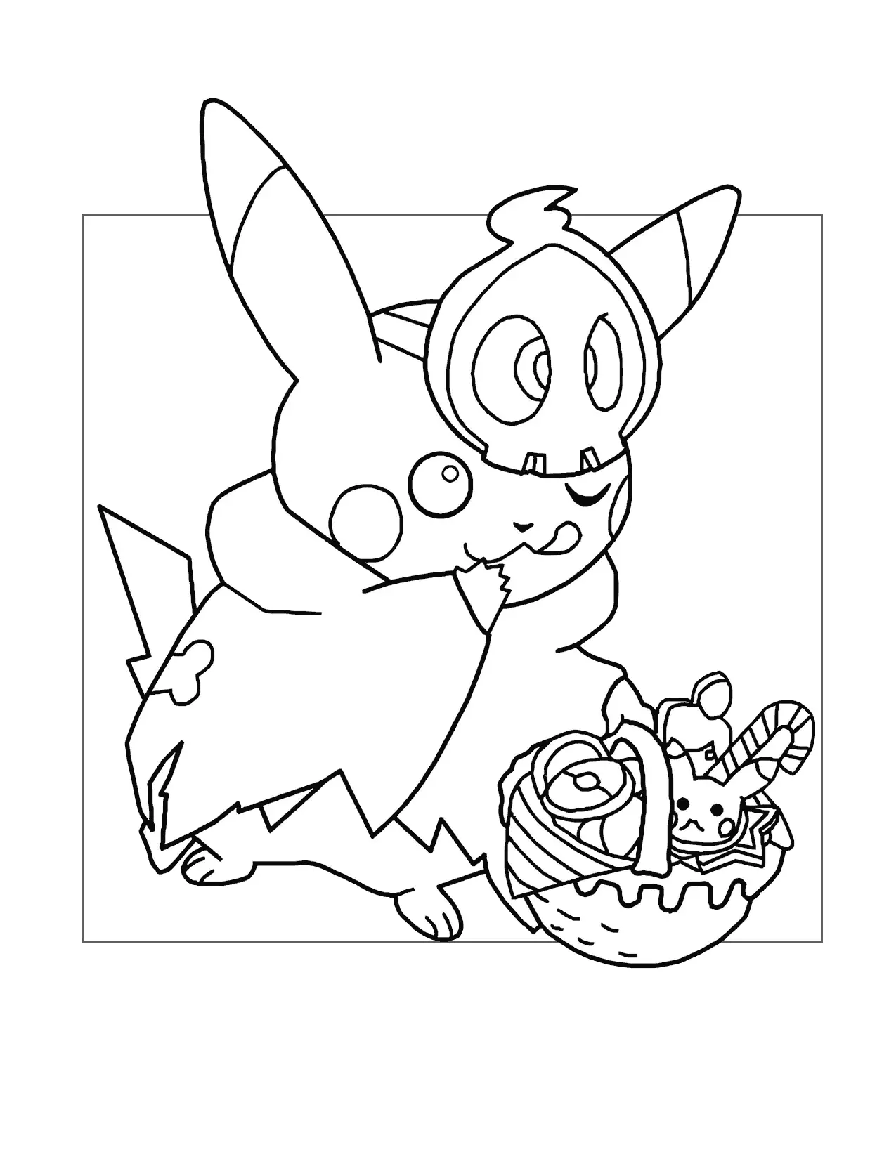 Pikachu Halloween Costume Coloring Page