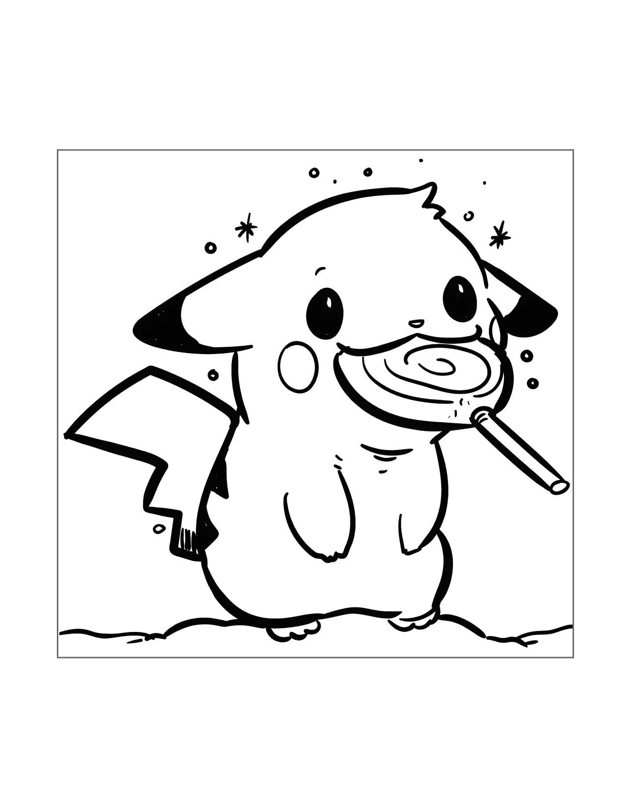 Pikachu Has A Lolipop Coloring Page