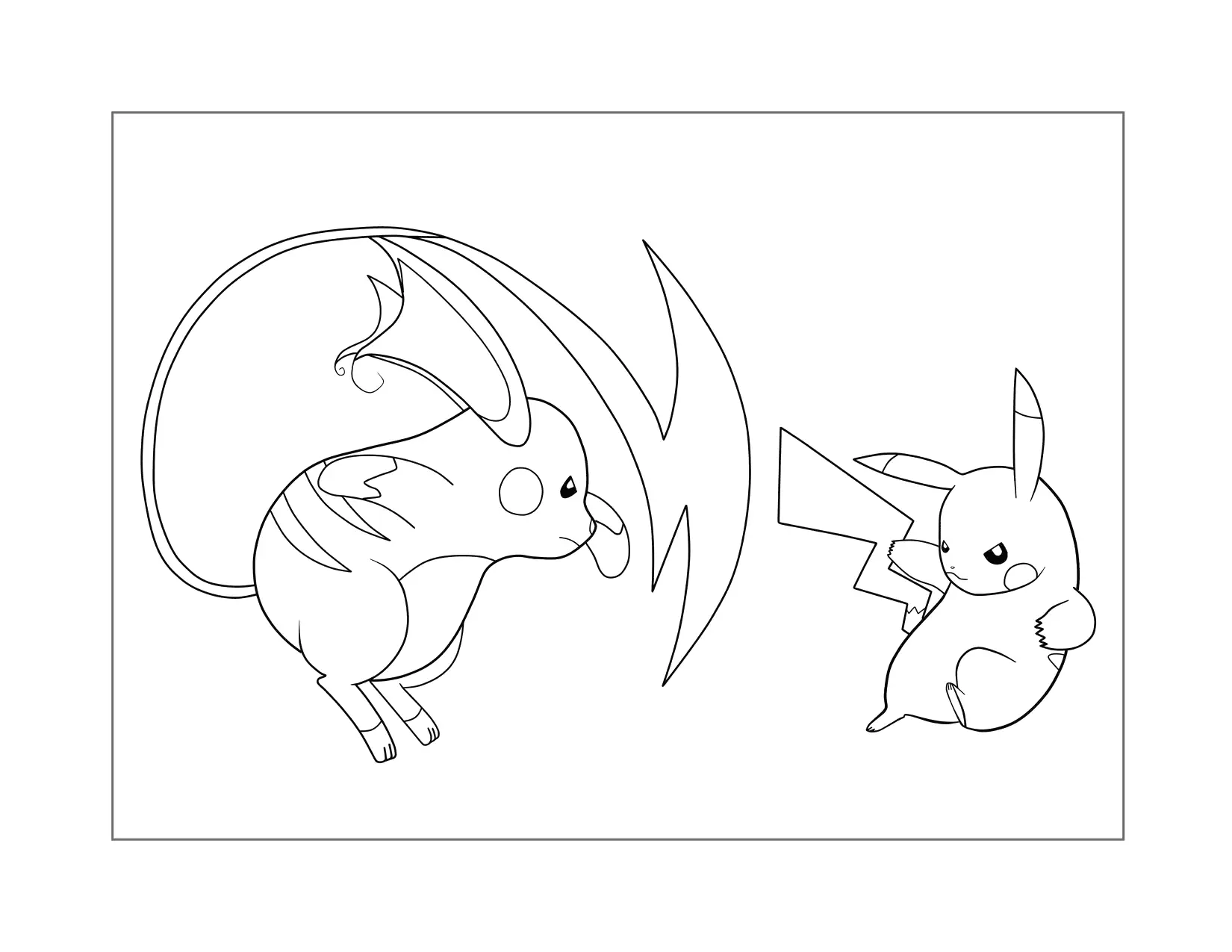 Raichu And Pikachu Battle Coloring Page