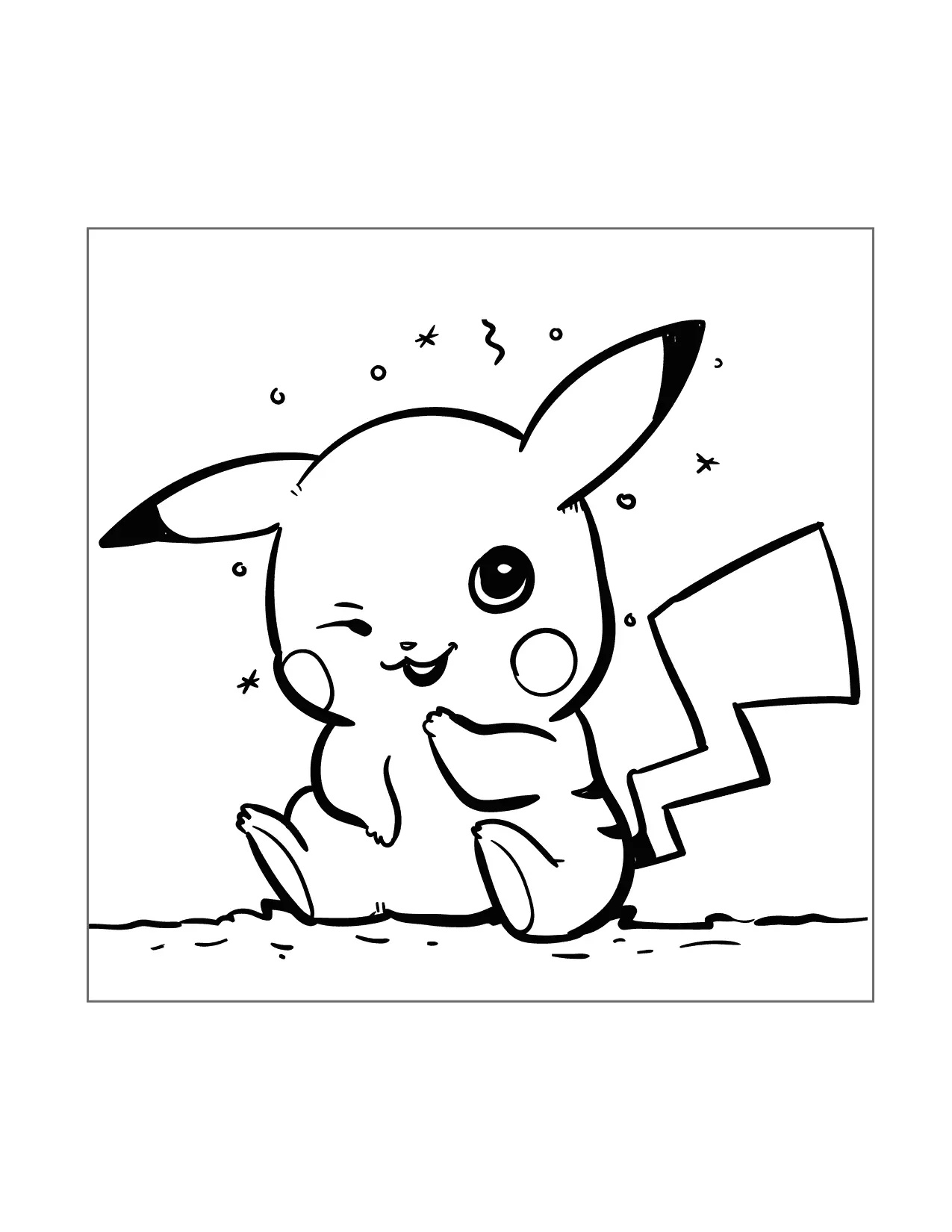 Cutest Pikachu Laughing Coloring Page