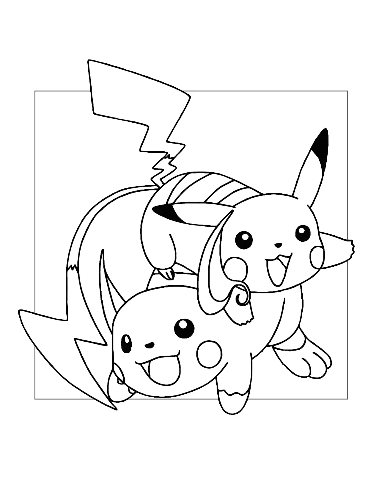 Pikachu And Raichu Coloring Page
