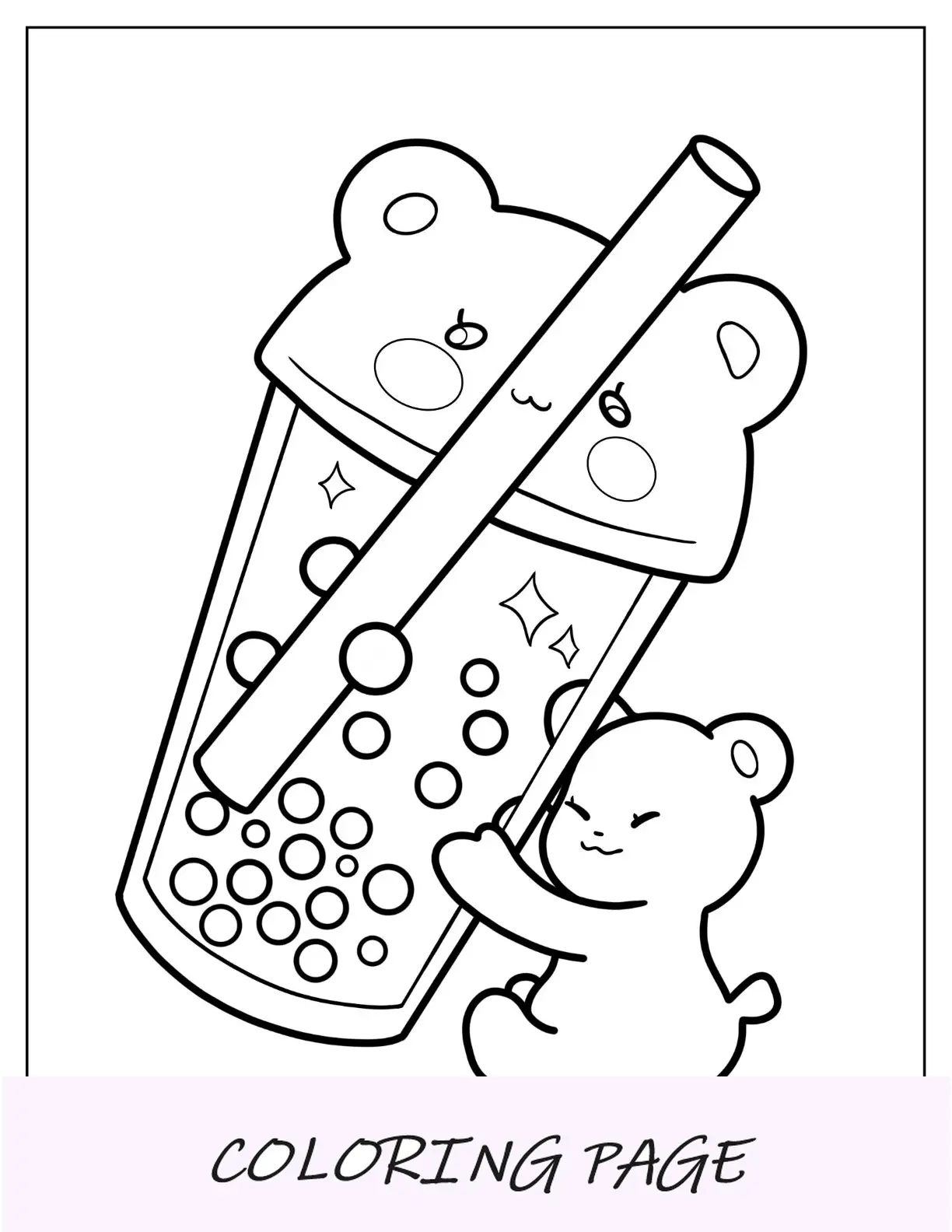 Página para colorir fácil de chá Boba para crianças em idade pré-escolar