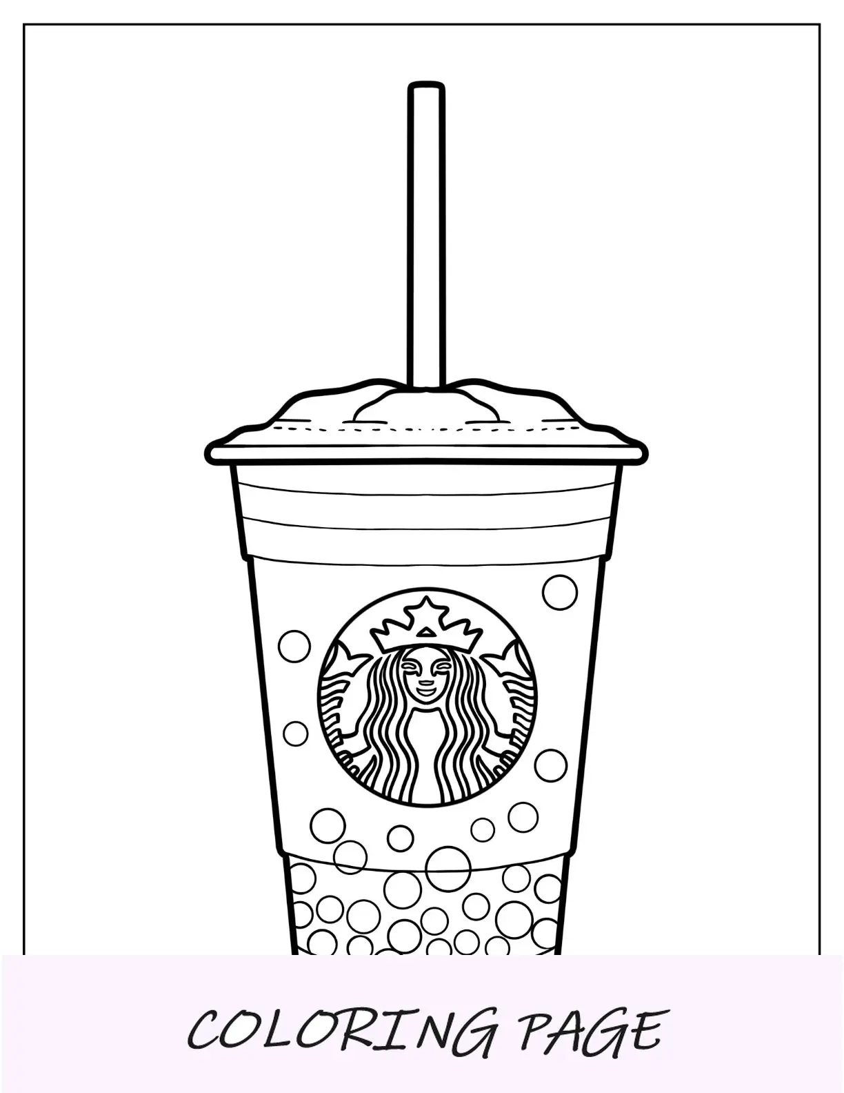 Página para colorir realista de chá Strabucks Boba