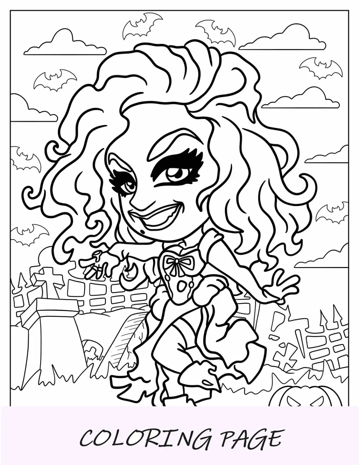 Desenho de Hocus Pocus para colorir do desenho animado Sarah Sanderson