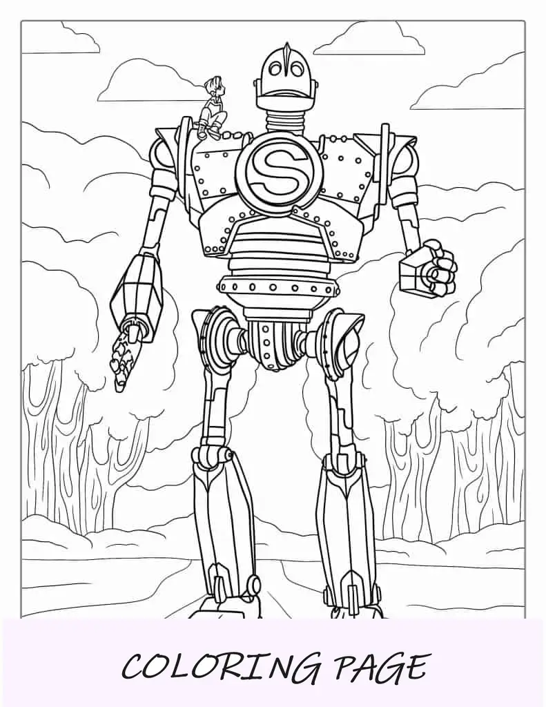Página para colorir do robô gigante de ferro