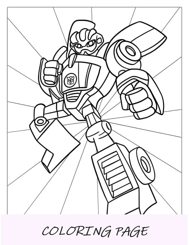 Esboço fácil do robô transformador Bumblebee para colorir