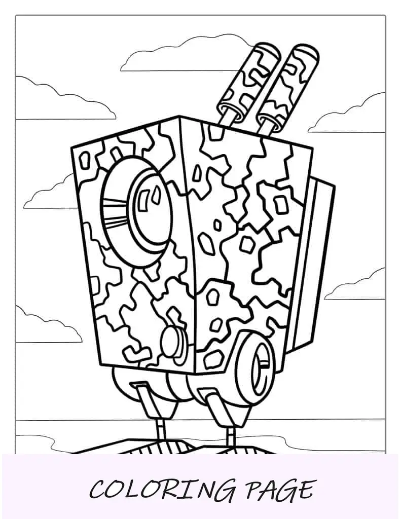 Folha para colorir de mini robô com antena