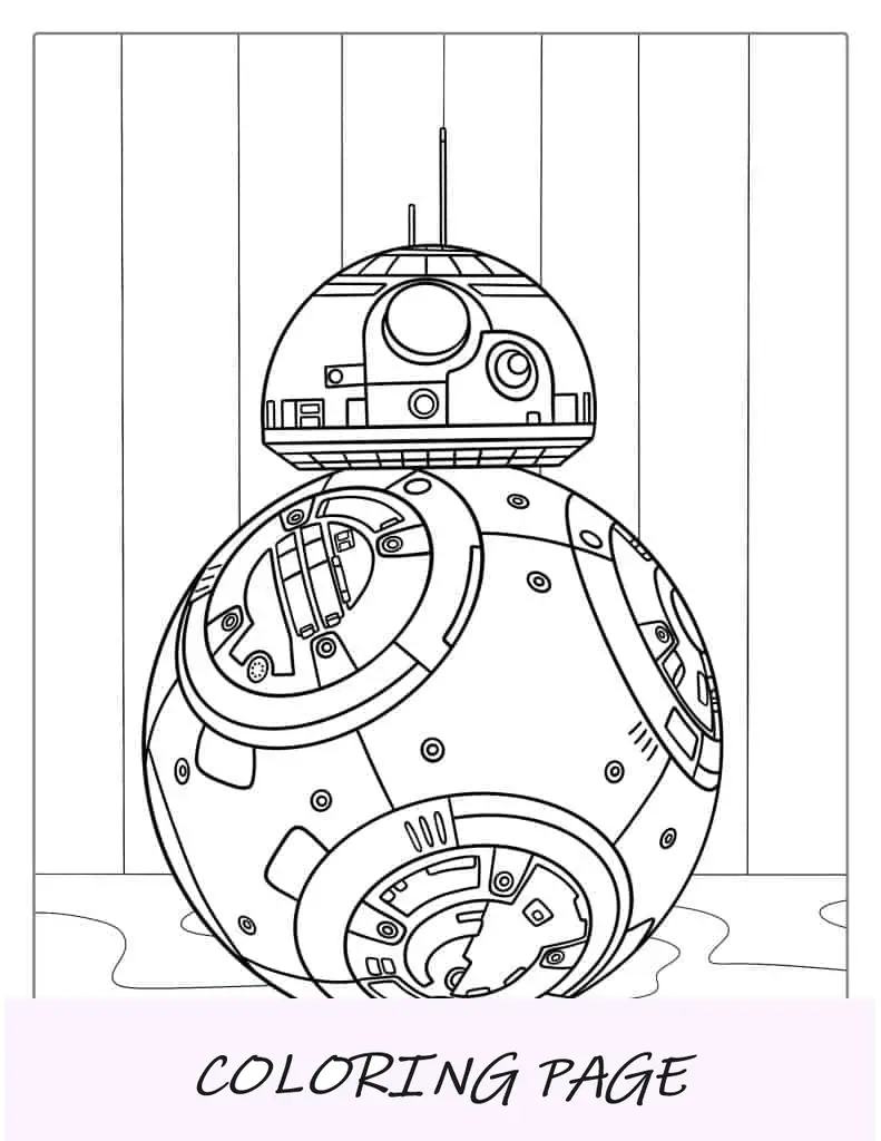 Página para colorir do robô BB8 Star Wars