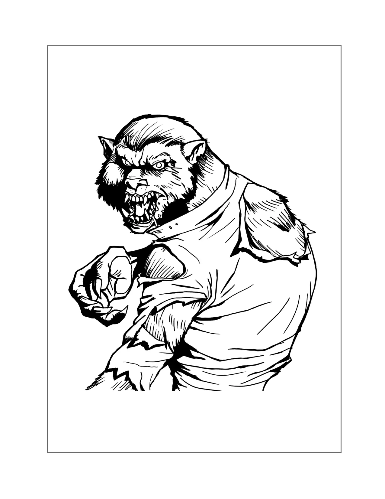 Werewolf Transformation Coloring Page