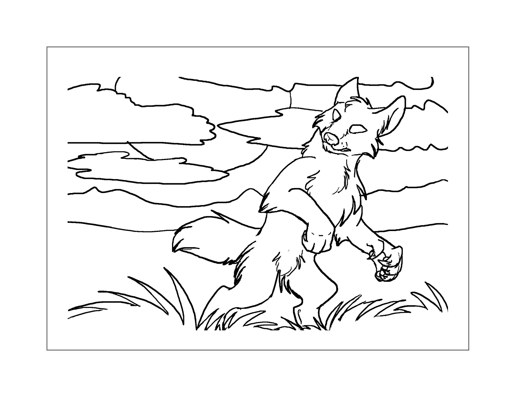 Werewolf At Night Coloring Page