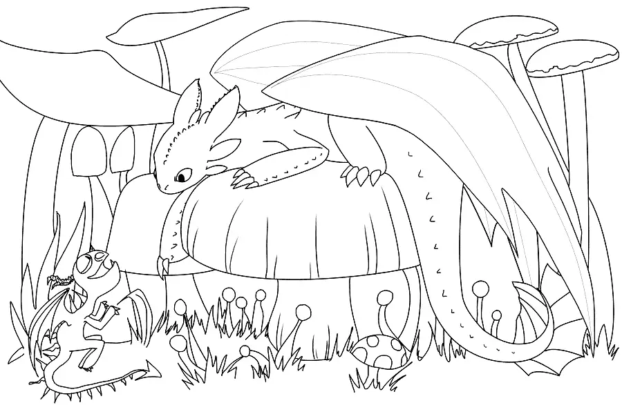 Baby Toothless Dragon Coloring Page