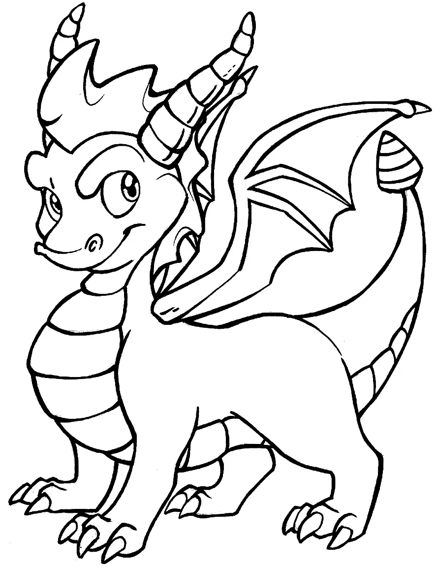 Baby Dragon With Horns Coloring Page