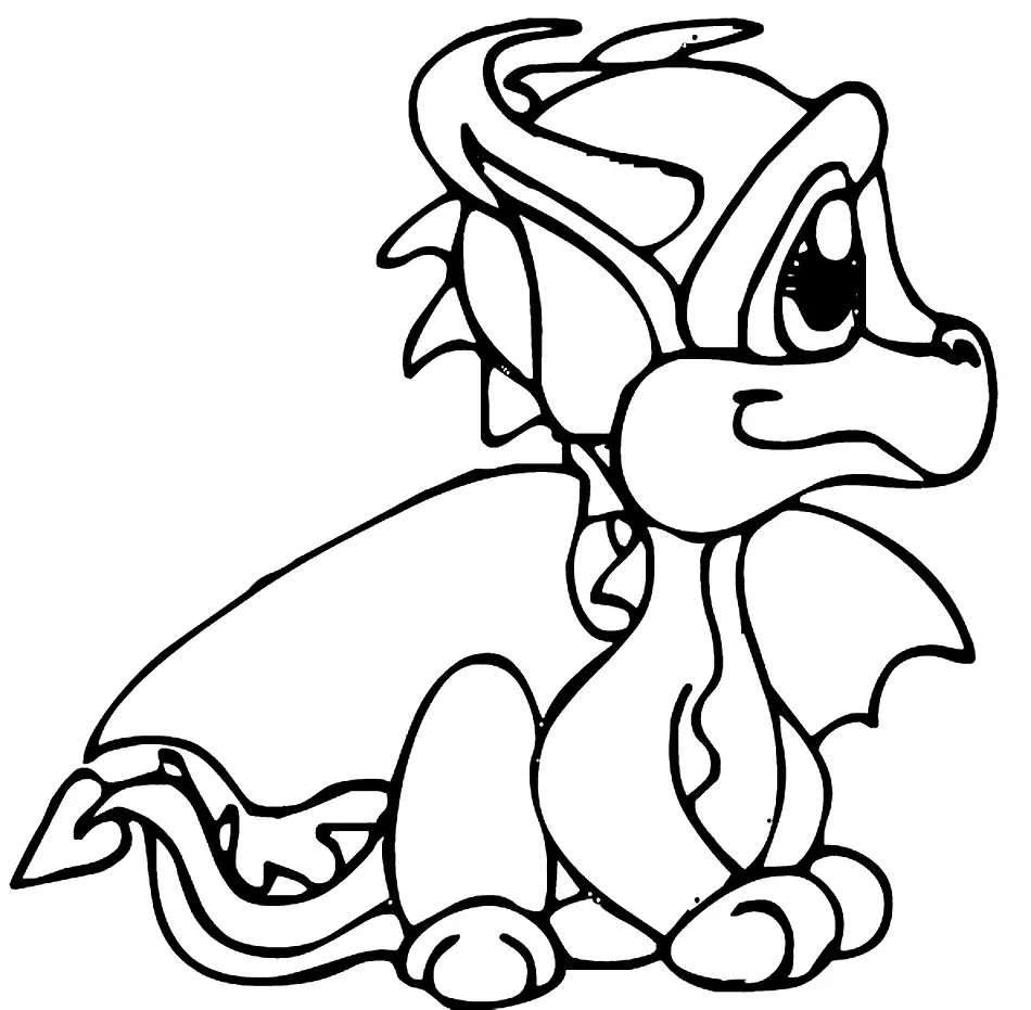 Baby Dragon Profile Coloring Page