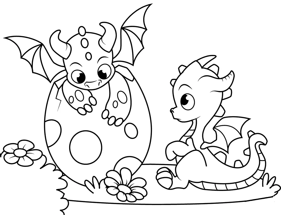 Baby Dragon Hatching Coloring Page