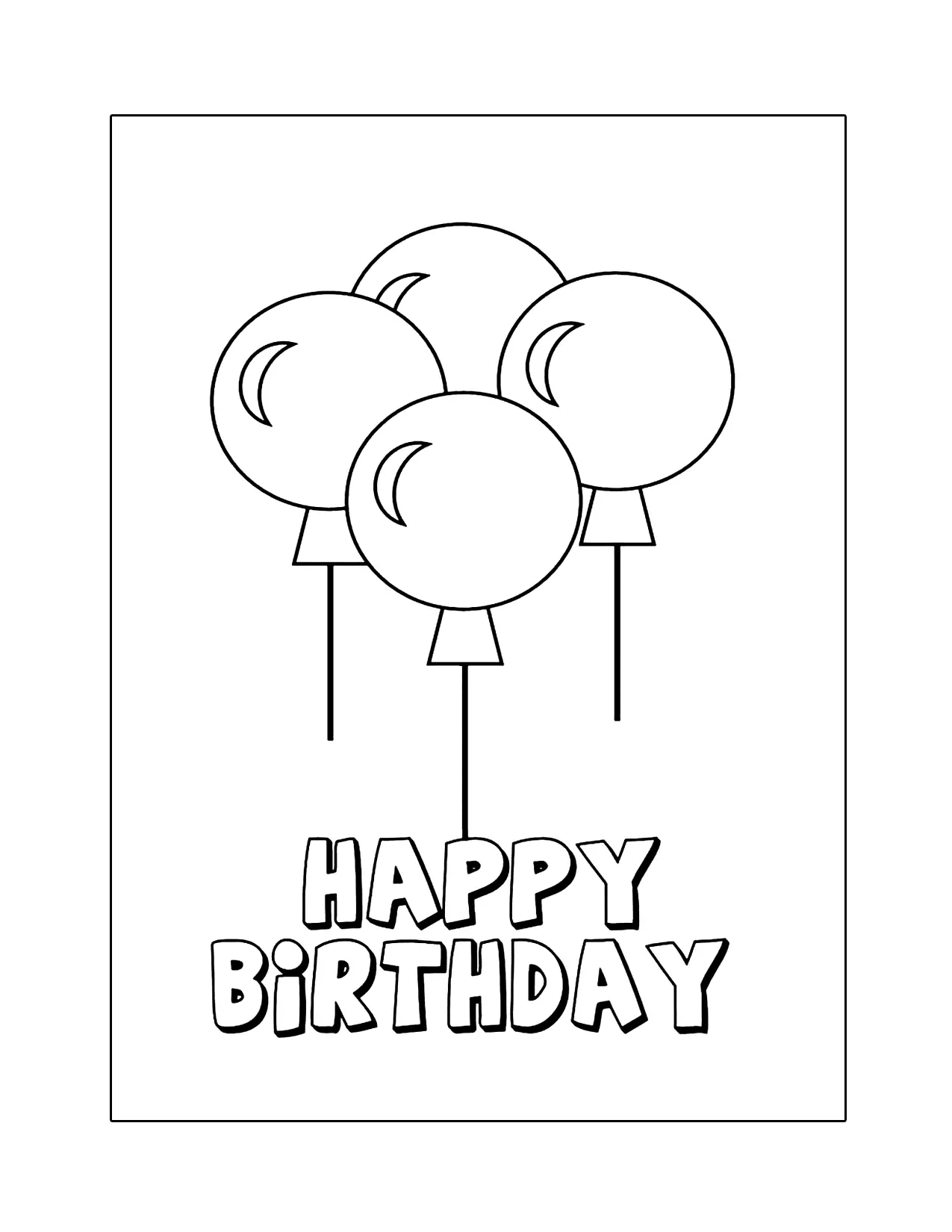 Happy Birthday Balloons Coloring Page
