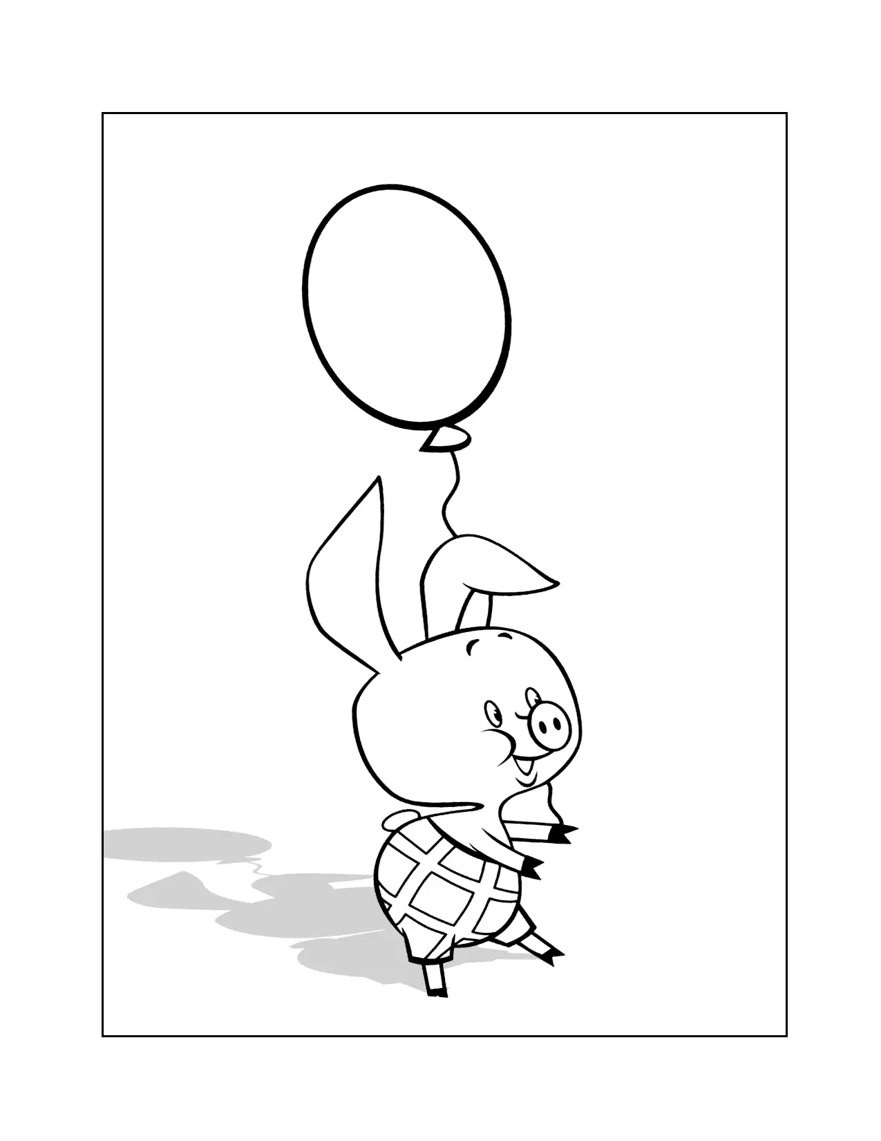 Cute Pig With Balloon Coloring Page