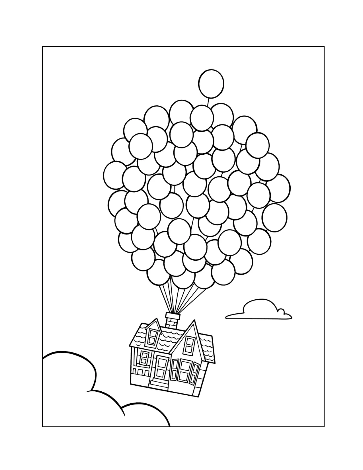 Balloons From Up Coloring Page