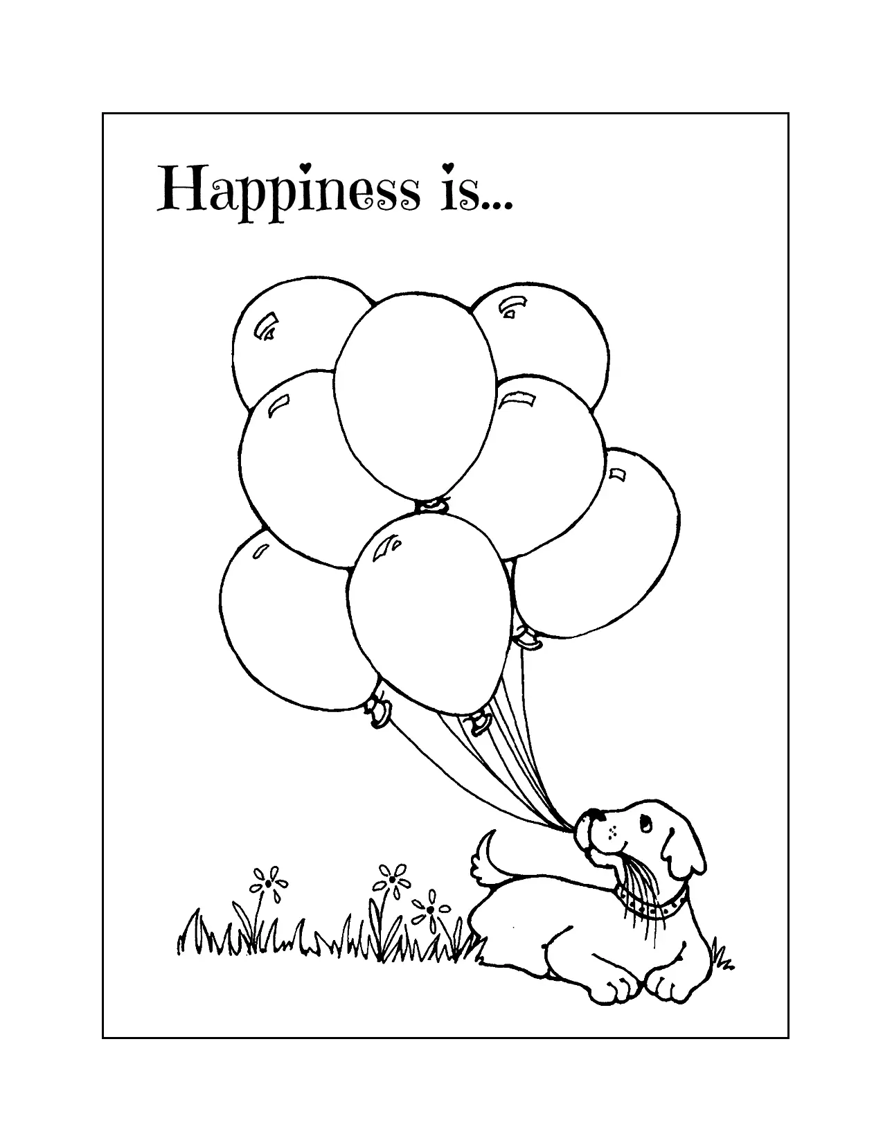 A Dog With Balloons Coloring Page