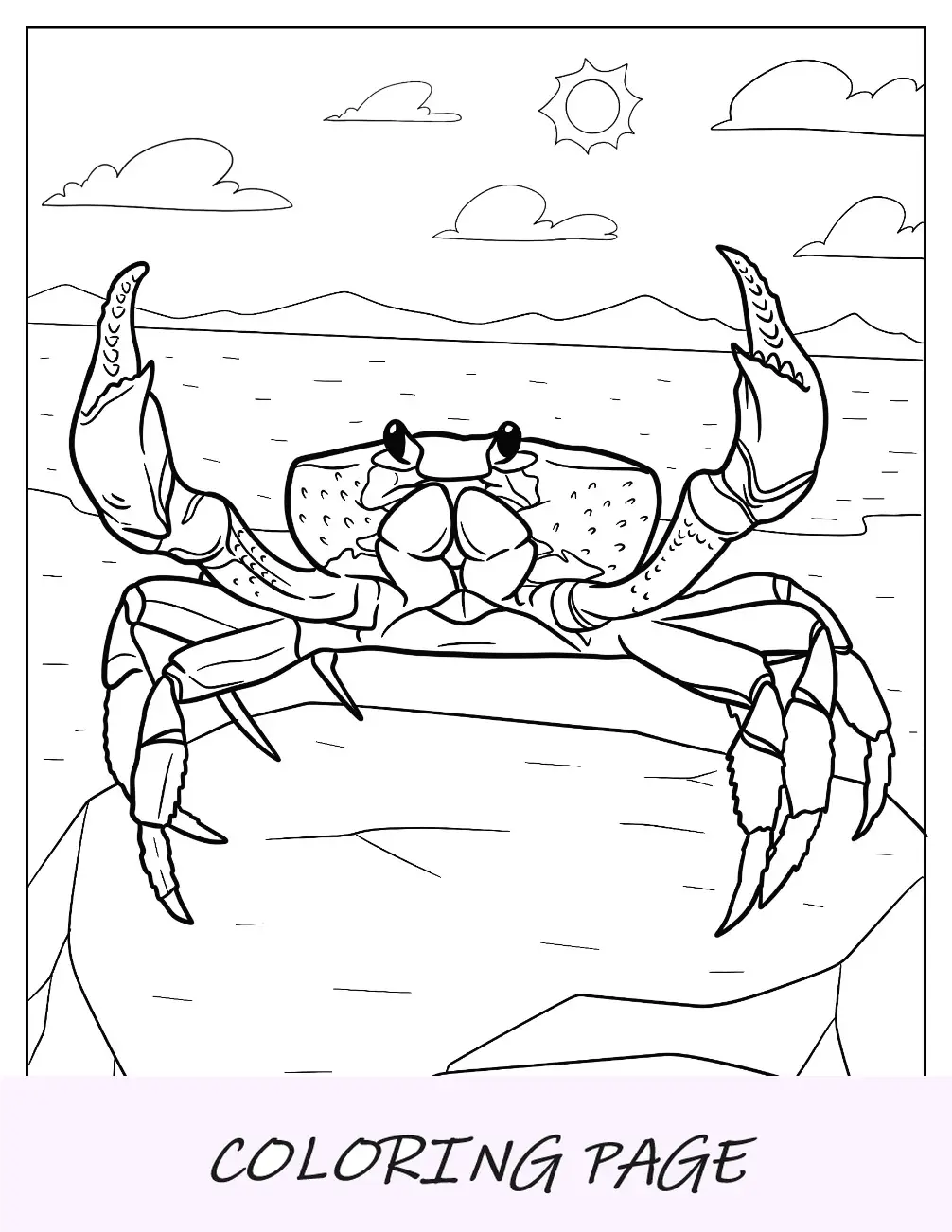 Página para colorir do caranguejo vermelho da Ilha Christmas com as garras para fora