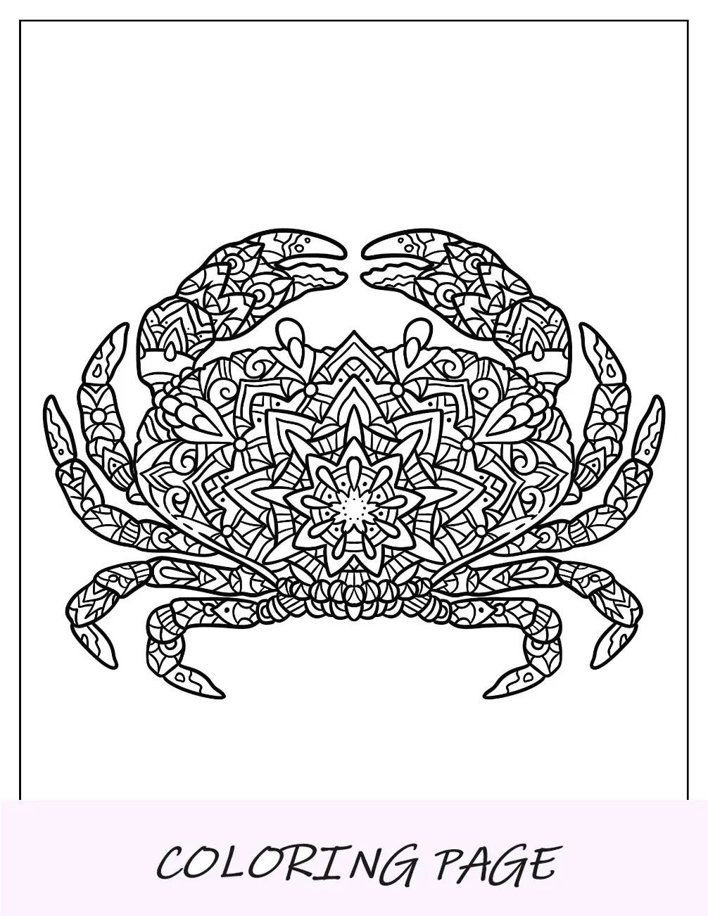 Mandala intrincada de página para colorir de caranguejo