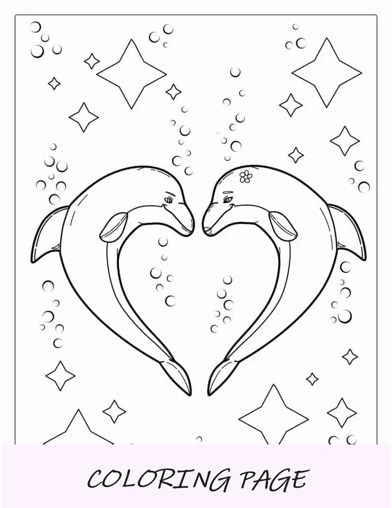 Dos delfines en forma de corazón de amor.
