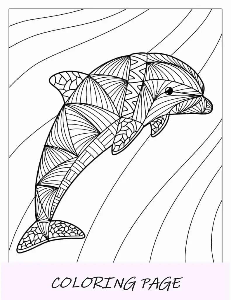 Hoja para colorear de delfines mandala para adultos