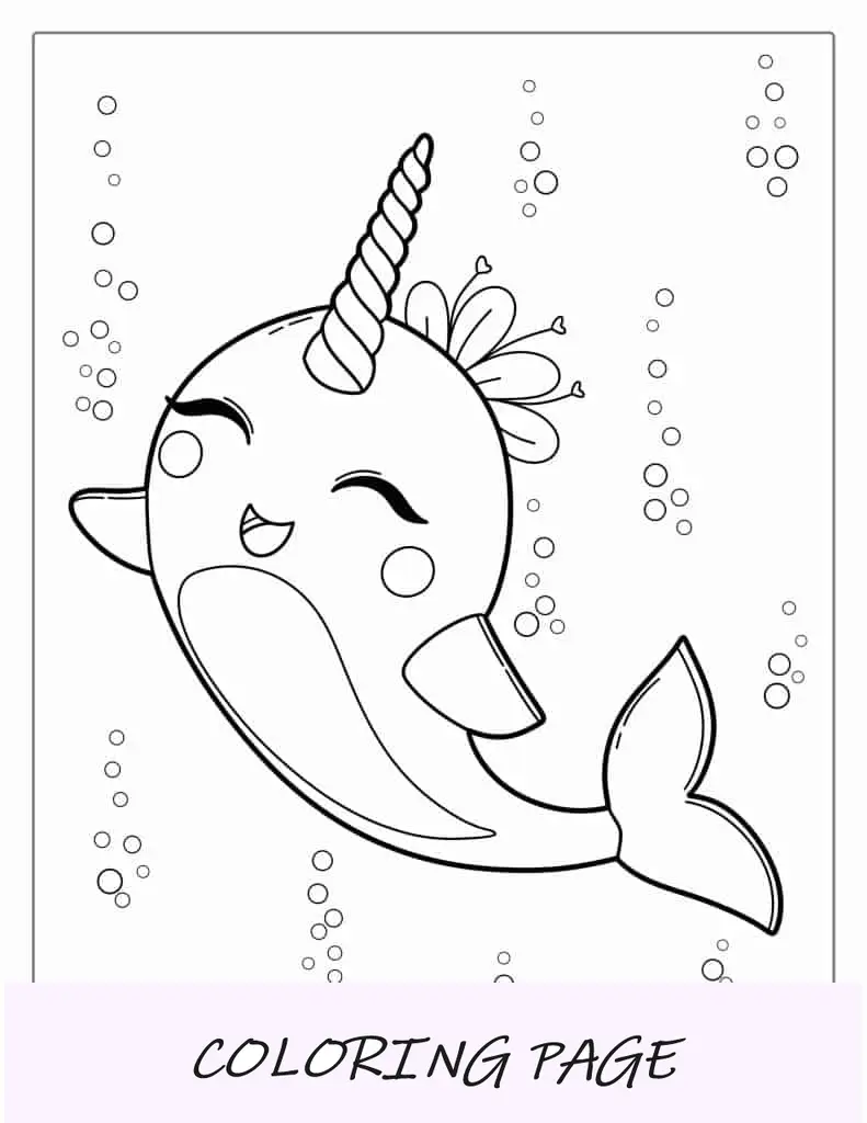 Página para colorear de delfines unicornio para niños