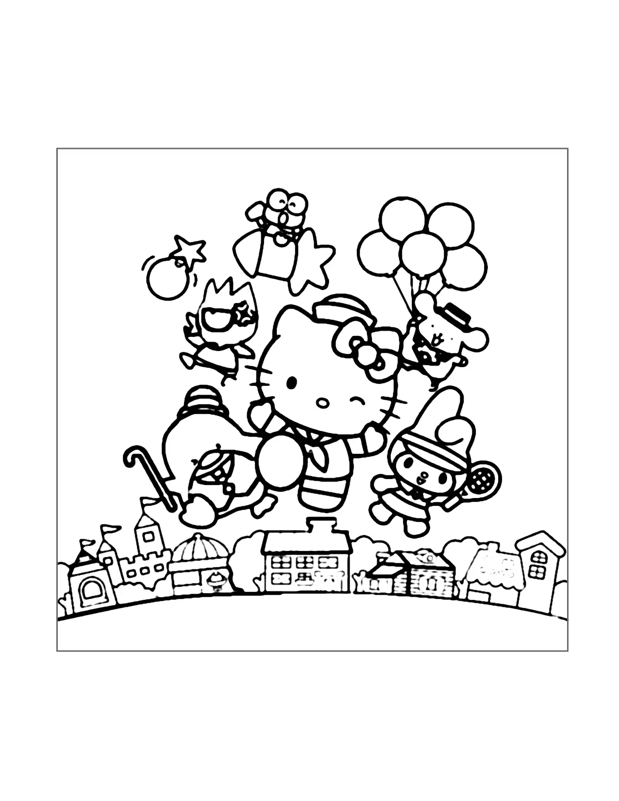 Joyful Sanrio Coloring Page