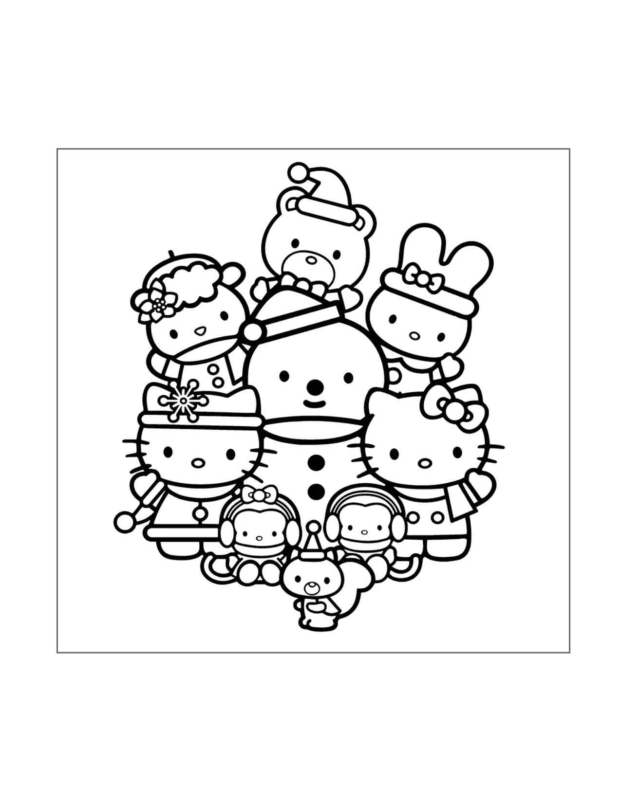 Sanrio Christmas Characters Coloring Page