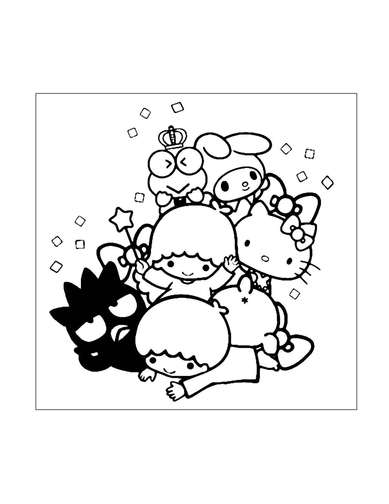 Sanrio Batz Twins Characters Coloring Page