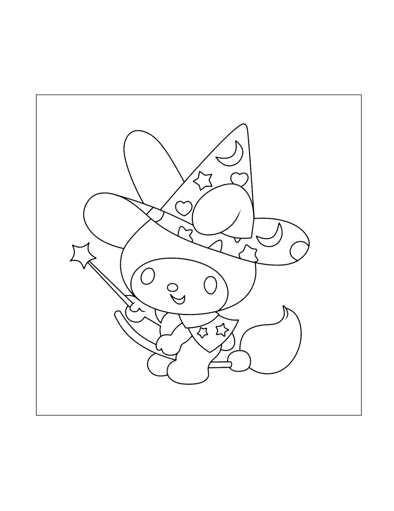 My Melody Halloween Witch Coloring Page