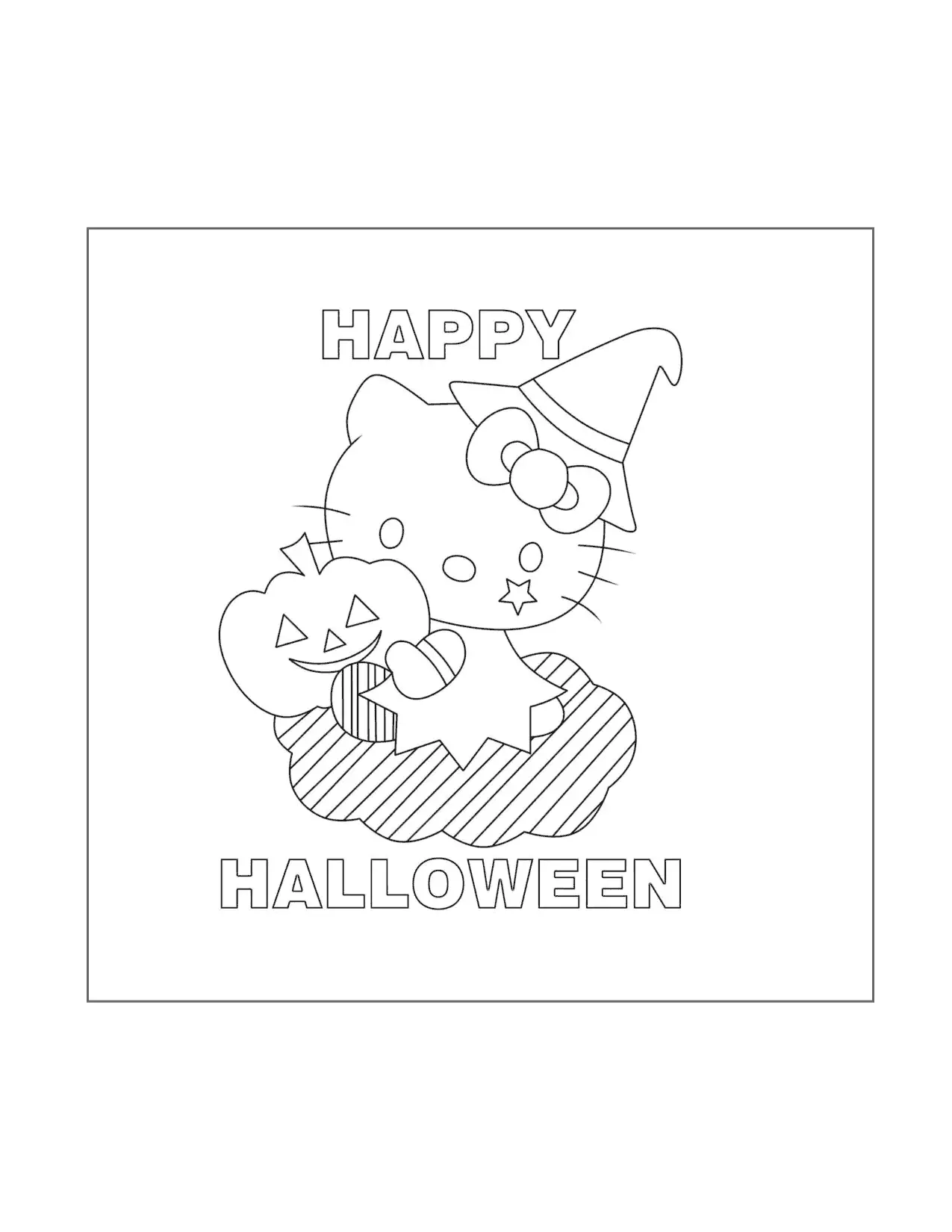 Hello Kitty Halloween Coloring Page