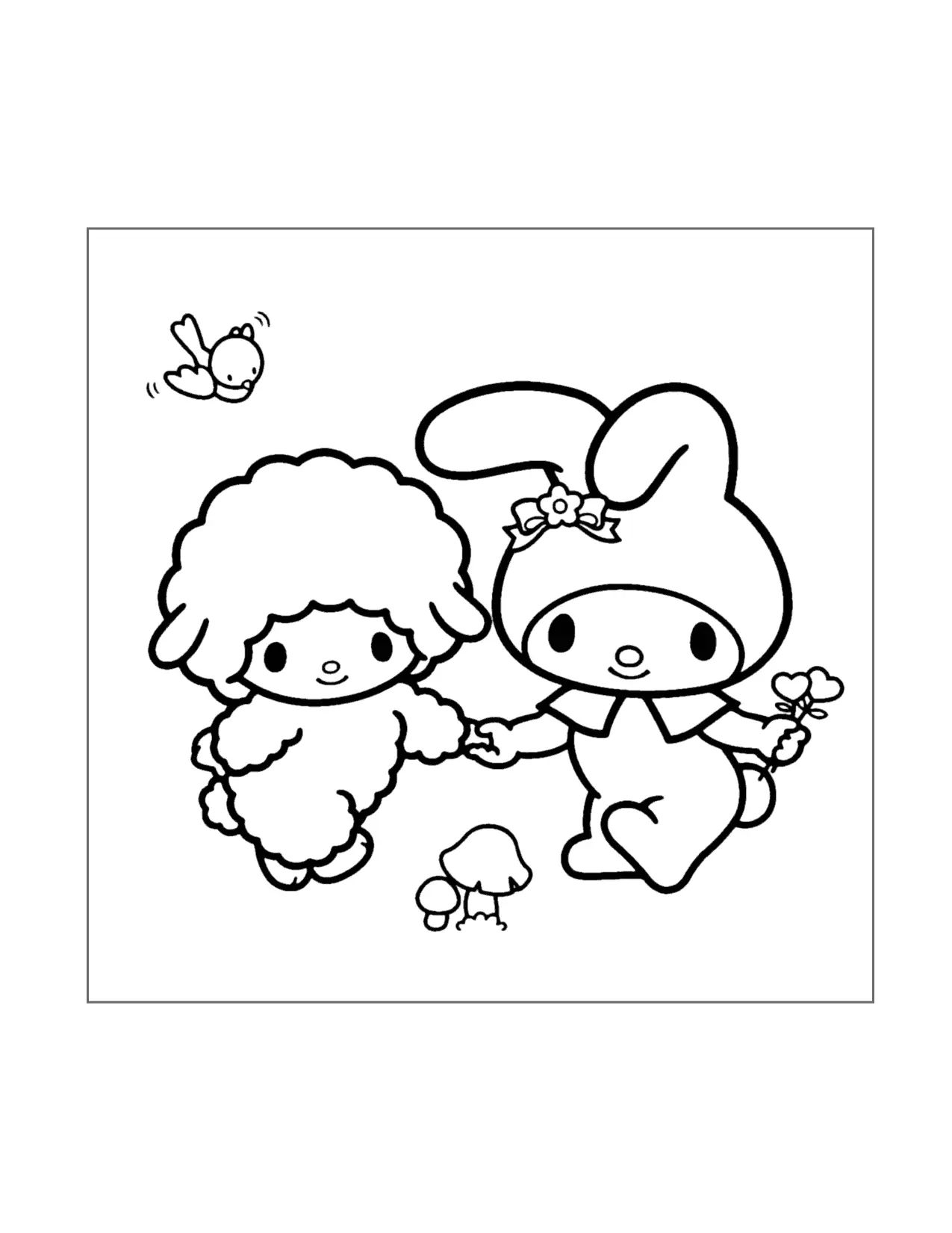 My Sweet Piano And My Melody Sanrio Coloring Page