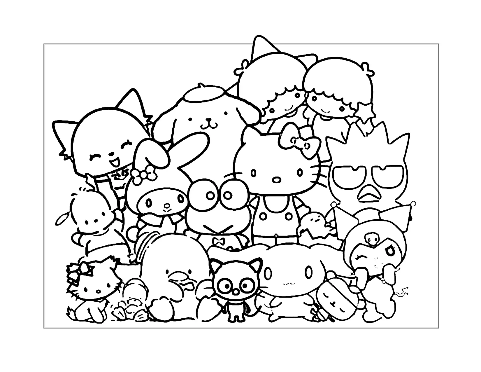 Cute Sanrio Characters Coloring Page