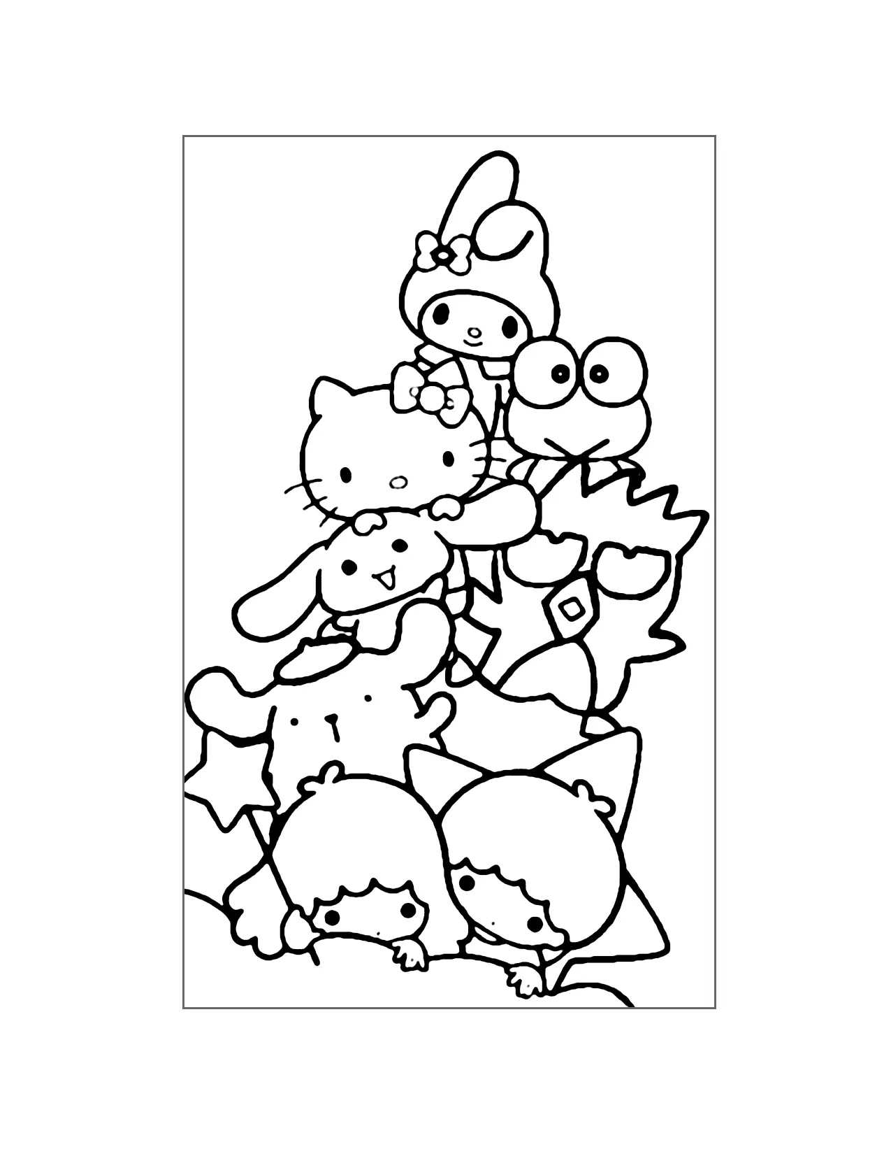 Sanrio Characters Tall Coloring Page