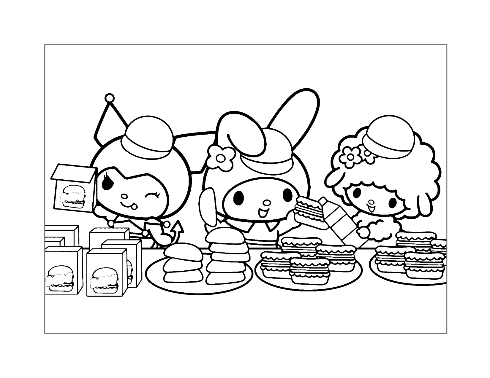 Kuromi My Melody My Sweet Piano Coloring Page
