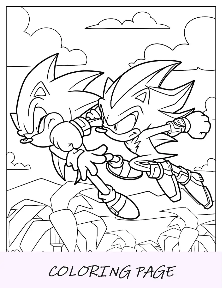 Desenho para colorir de sombra socando Sonic