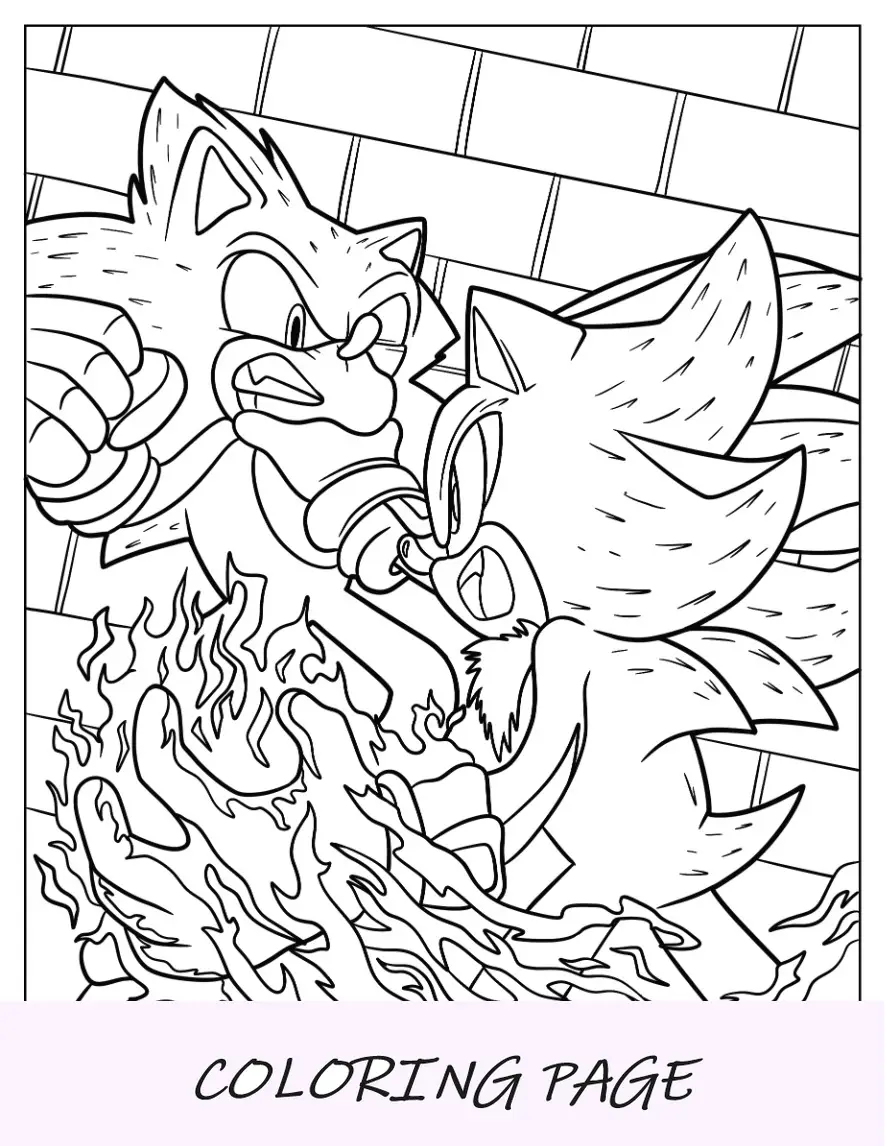 Página para colorir sombra atacando Sonic
