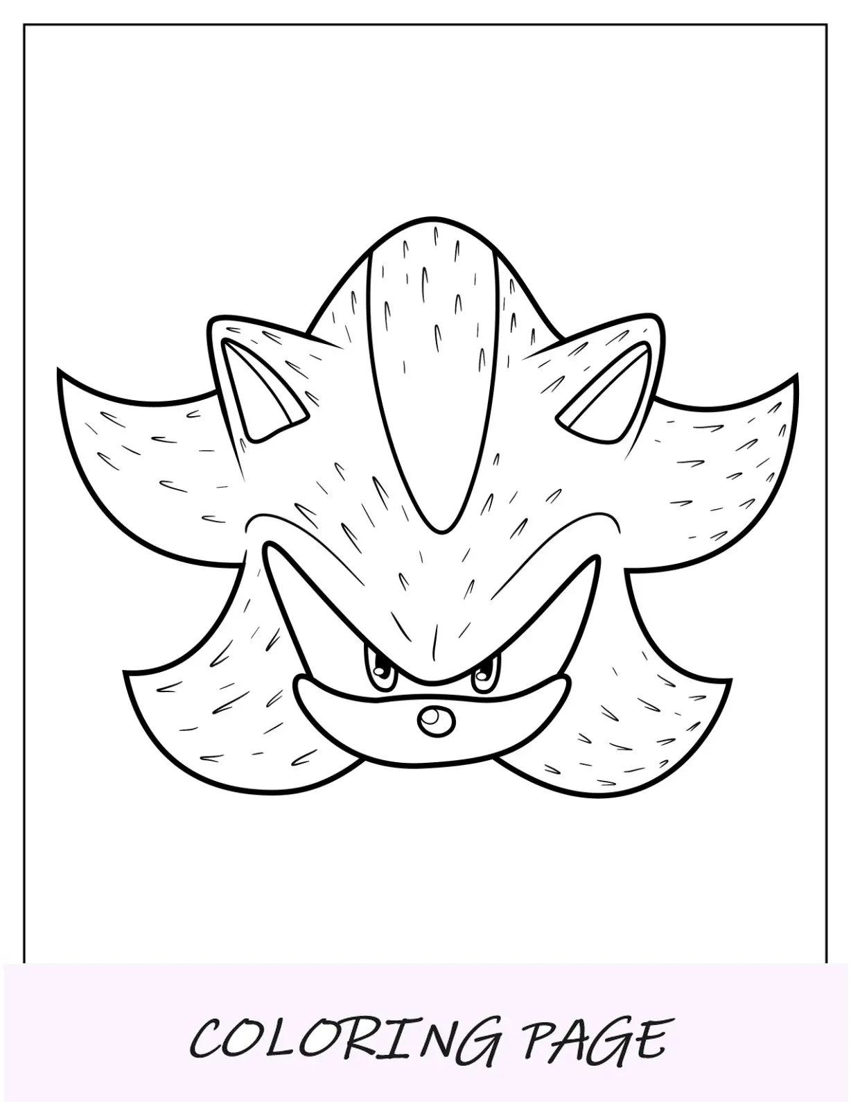 Página para colorir Simple Shadow Sonic The Hedgehog Face para crianças