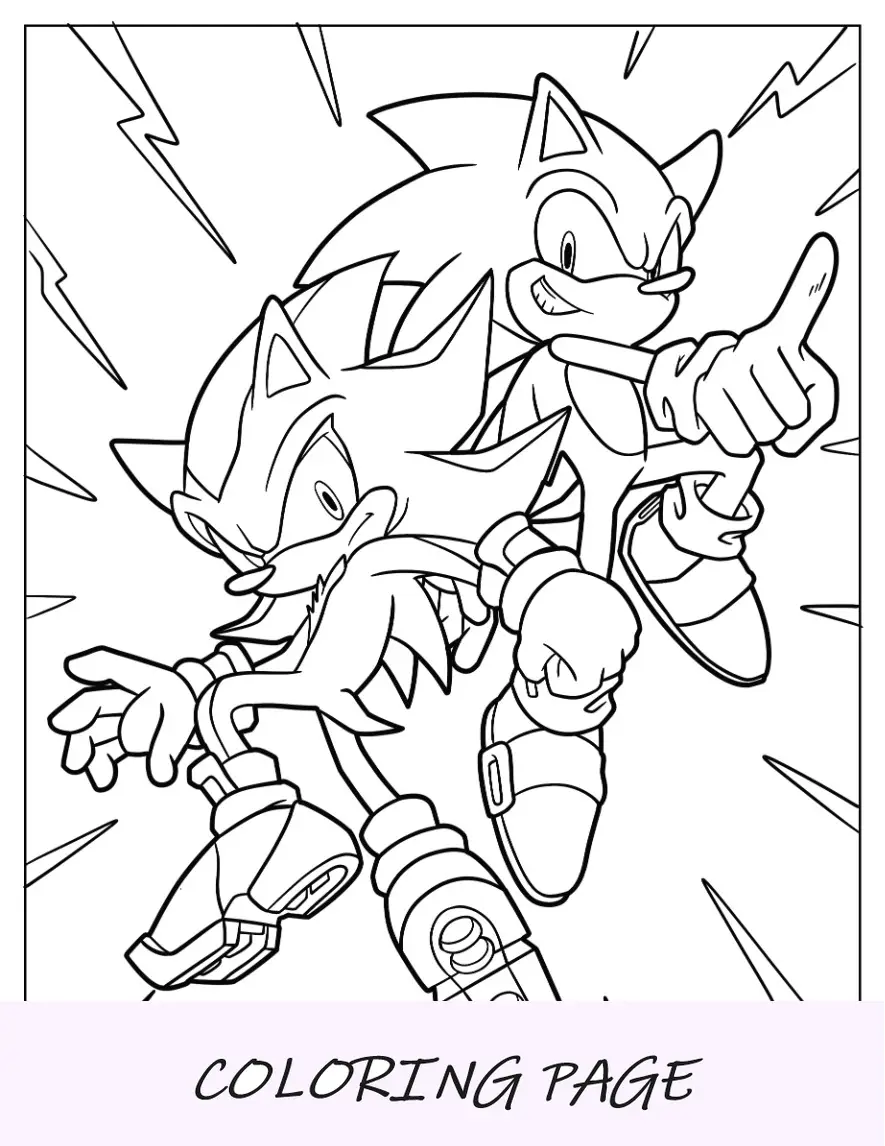 Página para colorir de sombra e pôster de Sonic The Hedgehog