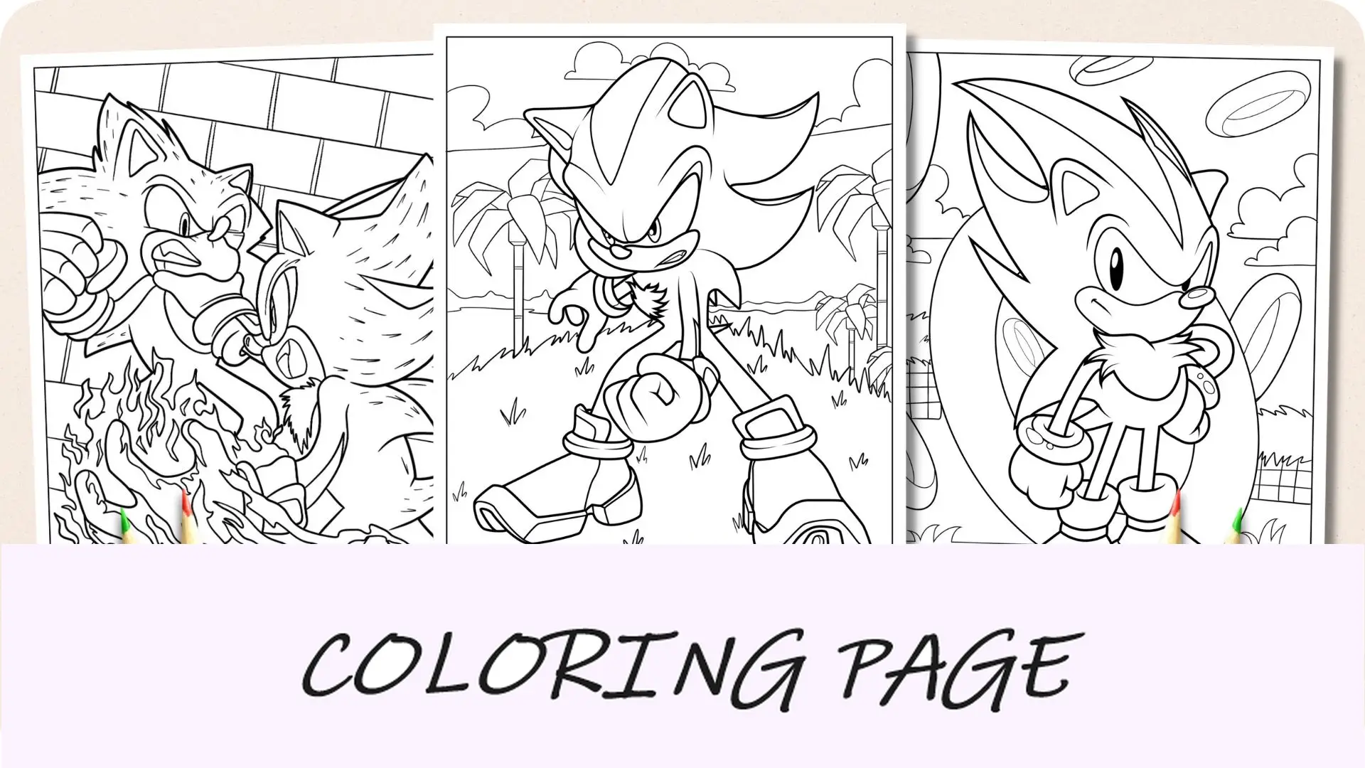 Imagem em destaque de páginas para colorir Shadow Sonic