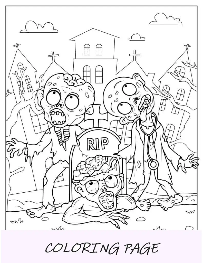 Página detalhada para colorir zumbi para crianças