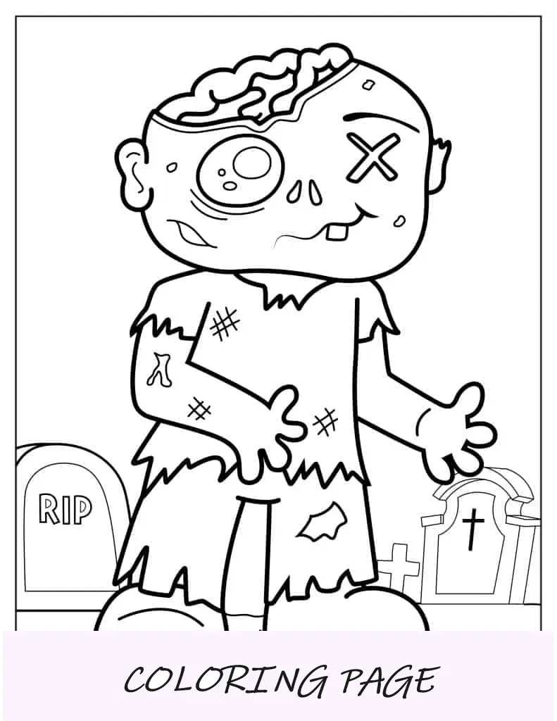 Esboço fácil de um zumbi para colorir para crianças