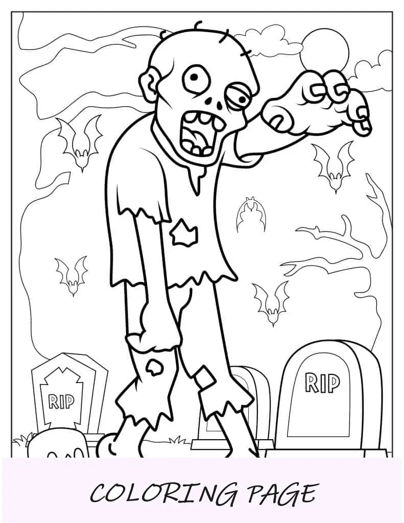 Zumbi infectado com tema de Halloween para colorir
